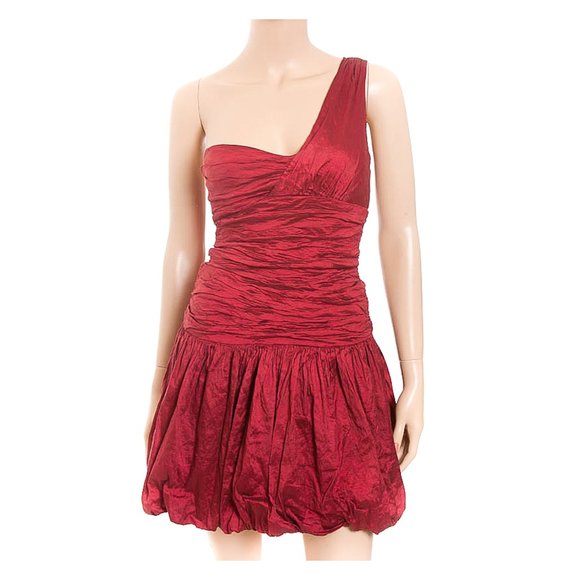 BCBGMAXAZRIA One Shoulder Bubble Hem Dress in Red 0 - Picture 3 of 8